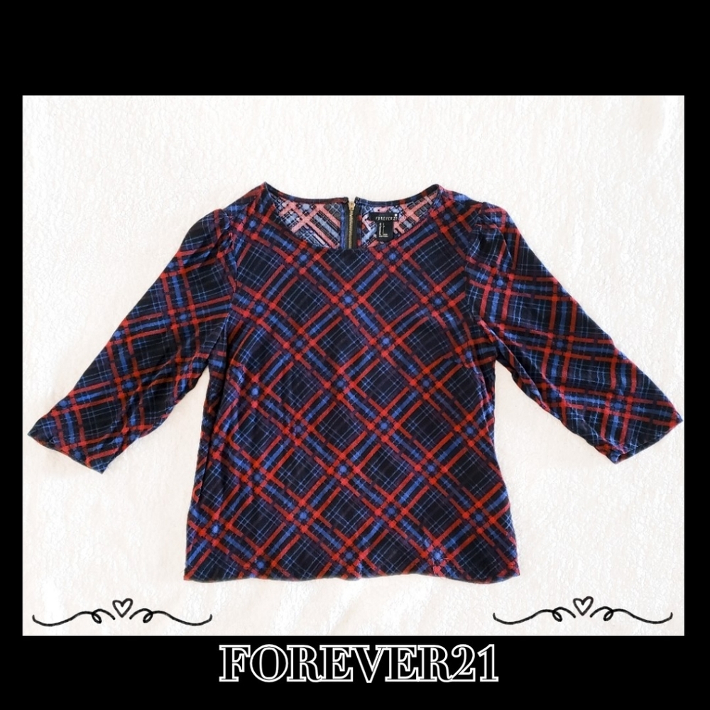 $  3/$15 Forever21:Size:S/Blue and Red Plaid Blouse